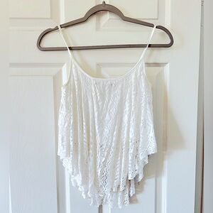 White Lace Swooping Crop Top